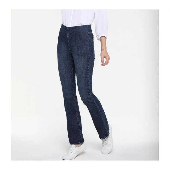 NYDJ Spanspring Pull-On Slim Bootcut Jeans- Decker Decker,Petite Small - Picture 1 of 2